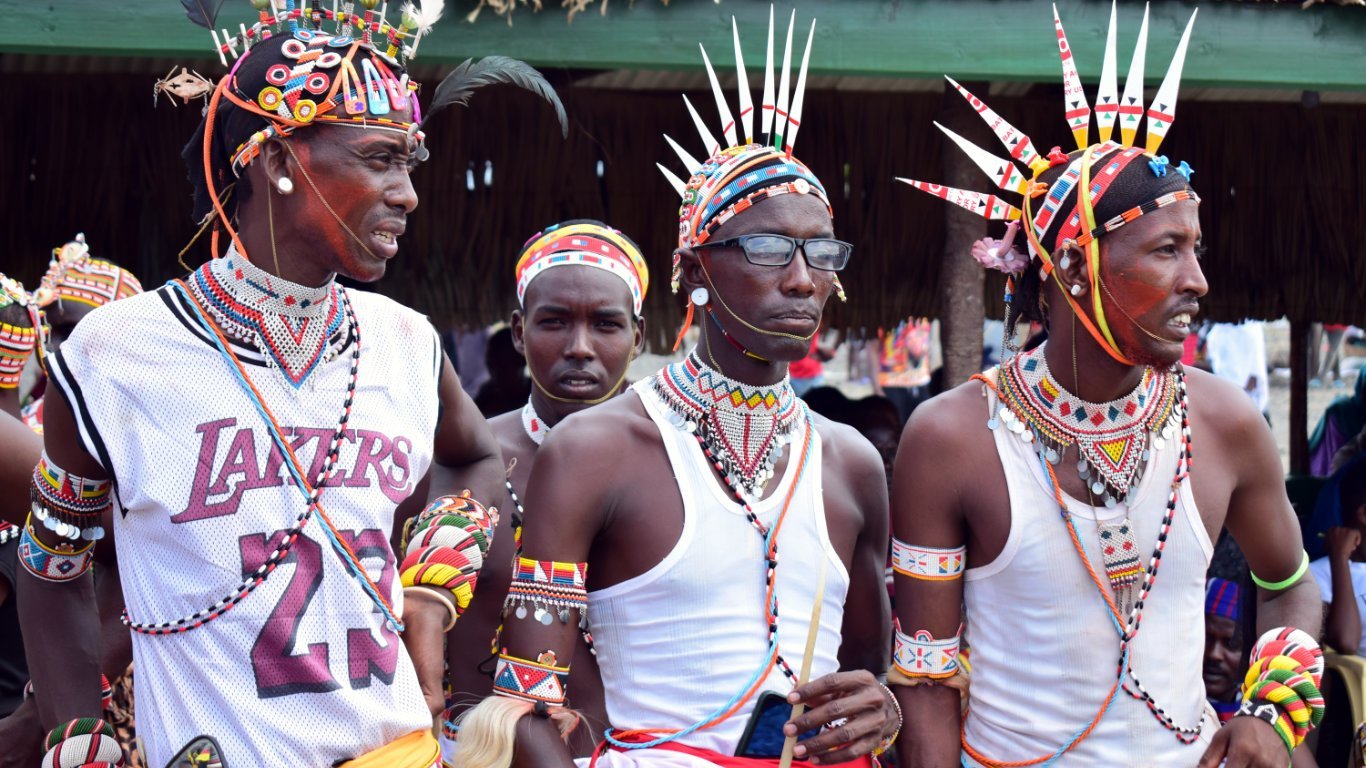 The Samburu are a proud warrior race of cattle-owning pastoralists who many think came from Sudan. Some think they are lost Roman soldiers.