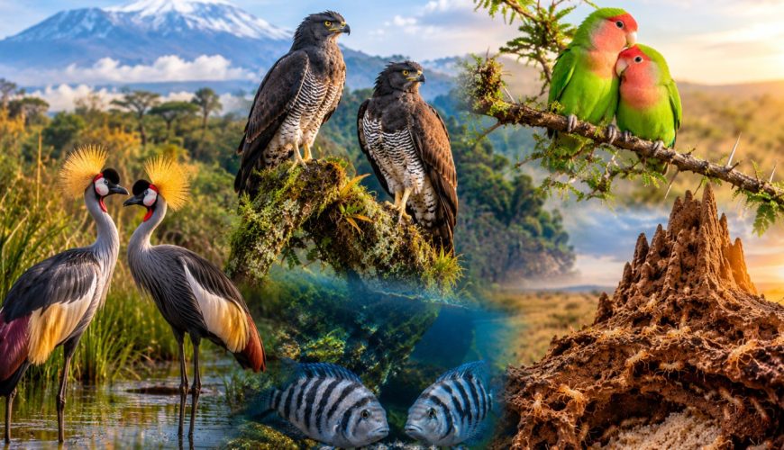 These 5 monogamous wildlife couples are a rarity on a Kenyan safari, from dancing grey crowned cranes to termite kings and queens.